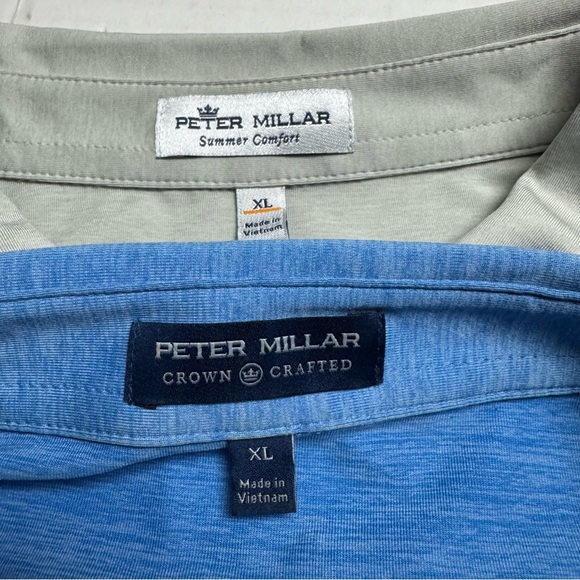 2 Peter Millar Polo Shirts Crown Crafted (Blue), Summer Comfort (Gray) Men's XL - Picture 2 of 9